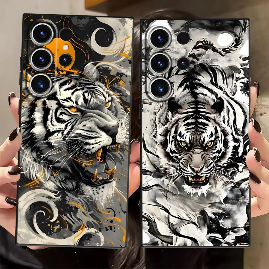 Black Soft Phone Cover Case for Samsung Galaxy S25+ S21 S23 FE Note 20 10 Plus S22 S25 Ultra S24+ S24 S20 S23+ Cool Silver