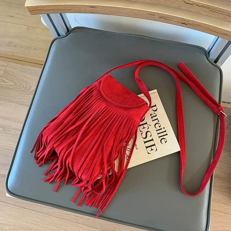 Мини-сумки в стиле Wasteland для женщин, новинка 2025, цвет Майяра, коричневый, богемный, в стиле ретро, сумки с кисточками, искусственная сумка через плечо, седло Bolsas