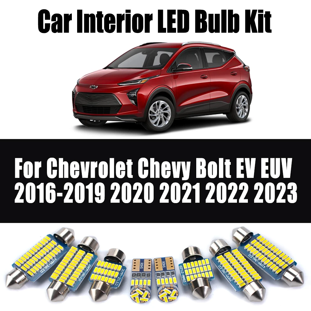 9Pcs Canbus Car LED Interior Map Reading Trunk Bulb Kit For Chevrolet Chevy Bolt EV EUV 2016 2017 2018 2019 2020 2021 2022 2023