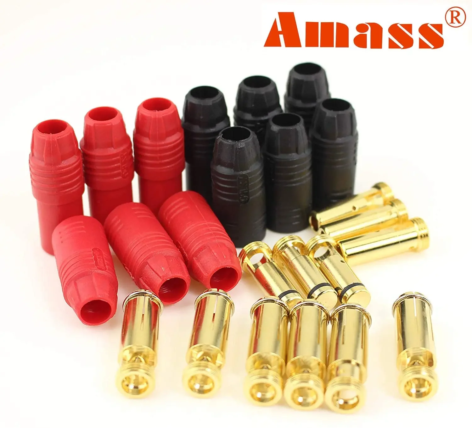 6Pairs Amass AS150 Male Female Anti Spark Connector 7mm Gold Plated Banana Plug Set for Battery ESC and Charge Lead