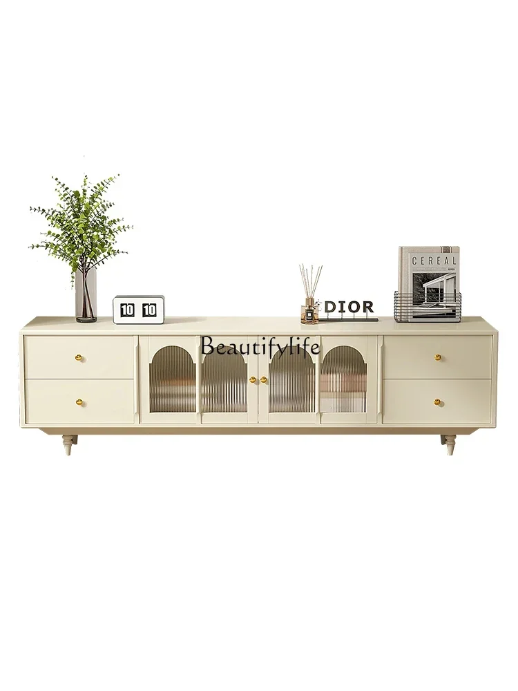 

LJYLD6Solid Wood TV Cabinet Living Room Light Luxury American Small Apartment Modern Furniture