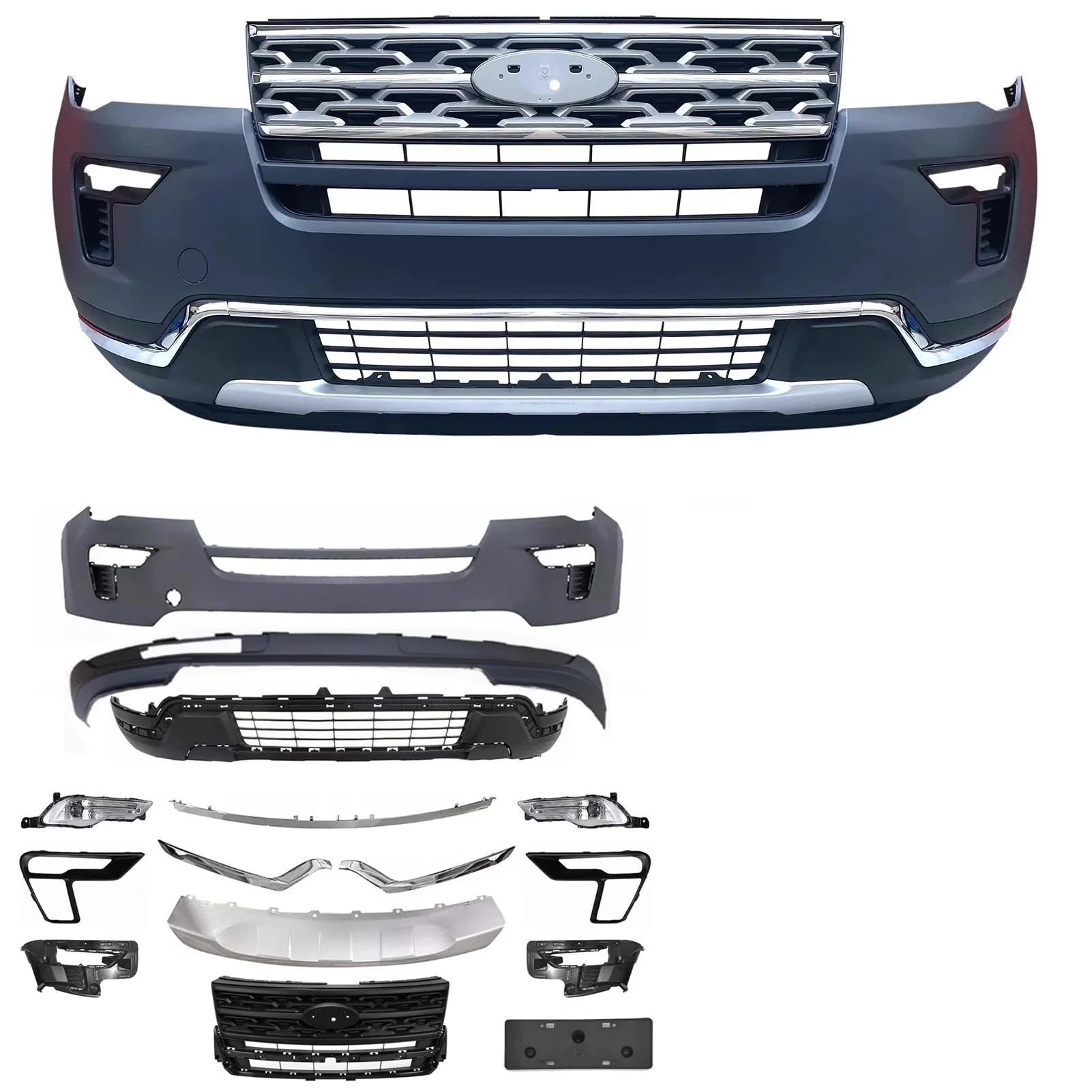 

Обвес, передний бампер для Ford Explorer 2018-2019, решетка противотуманных фар, рамка, декоративные полоски, нижняя накладка, автомобильные аксессуары