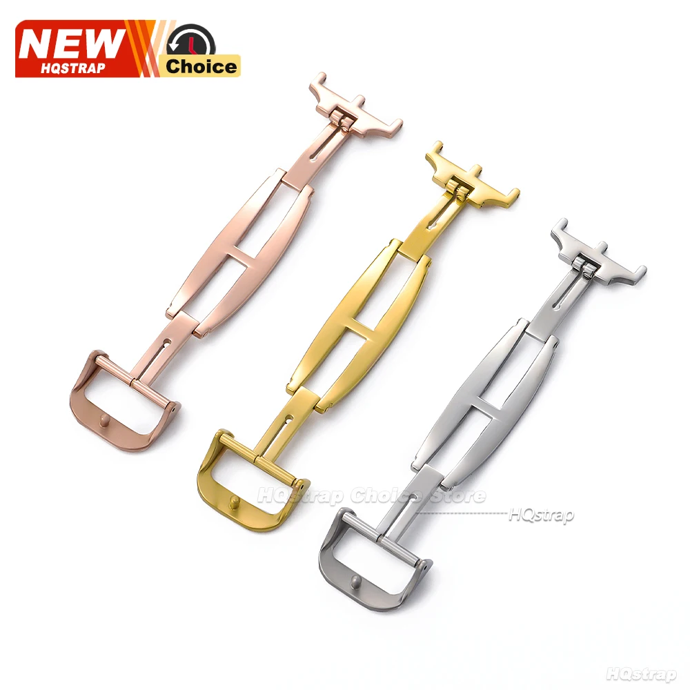 Hebilla desplegable de acero inoxidable de 18mm, botón plegable para correa de reloj Jaeger LeCoultre, cierre, botón plegable, accesorios plateados