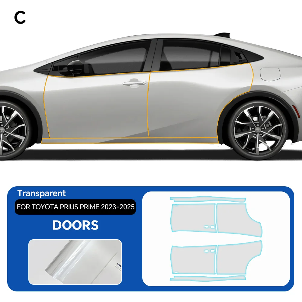 

For Toyota Prius Prime 2023-2025 TPU Body Bumper Door Pre-cut Sticker Paint Protection Film PPF Scratch-resistant Transparent