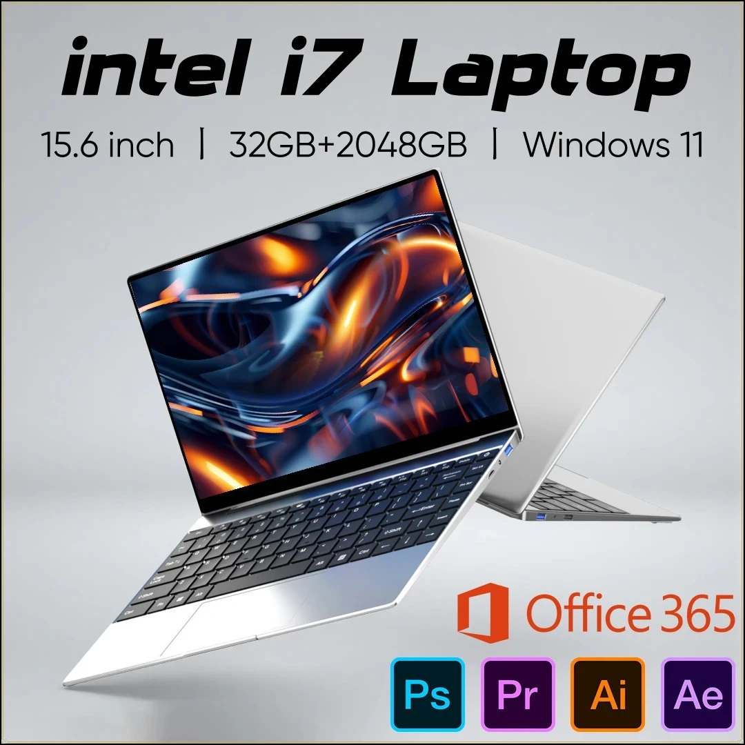 Ultra Slim Laptop15.6 INCH Win11 Intel Core I7 8650U 2TB SSD Gamer Notebook 1920*1080 Display Office Study Gaming Computer PC