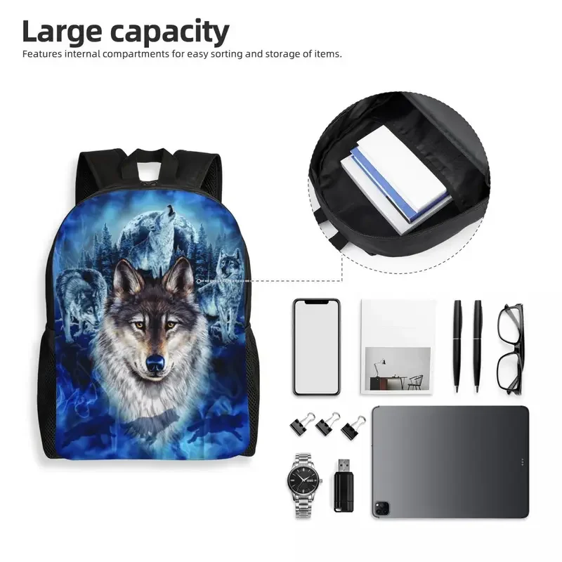 Wolf-mochila de viaje para hombre y mujer, morral escolar para ordenador portátil, bolsas de día para estudiantes universitarios