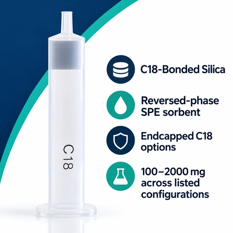 SELTON C18-Bonded Silica SPE Cartridges, Endcapped Sorbent, 100–2000 mg, 1/3/6/12 mL
