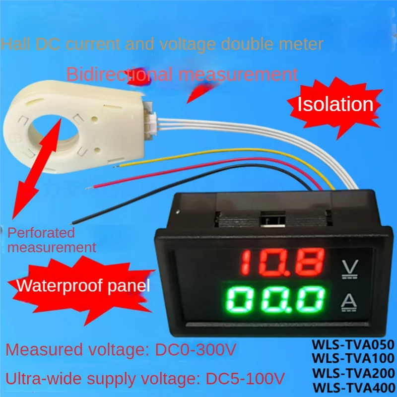 

Hall Ammeter Voltmeter DC 0-300V 200A Battery Monitor LED Digital Current Voltage Meter 12V 24V 36V 48V 60V Car Durable-ABHG