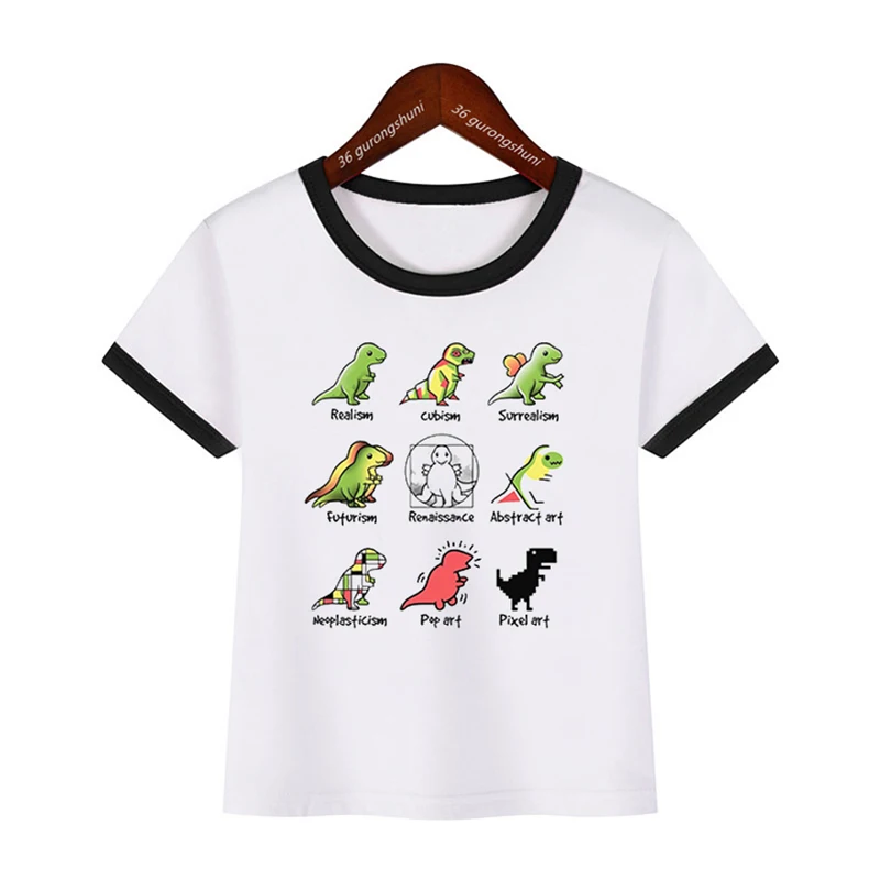 Wrong Park Graphic Print Tshirt For Girls/Boys Jurassic Dinosaur T Shirt Kawaii Kids Clothes Summer Tops Short Sleeve T-Shirt