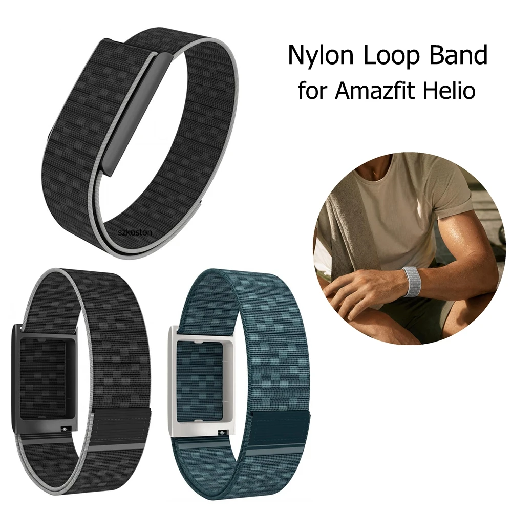 Nylon Loop Band for Amazfit Helio Strap Adjustable Nylon Arm Strap Breathable Sport Bands for Fitness Tracker Replacement straps