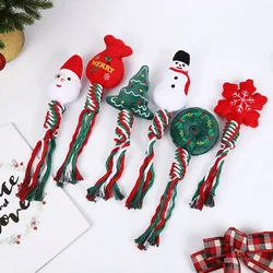 Christmas Dog Toys Funny Plush Dog Chew Toy Squeaky Interactive Dog Toys for Puppy Small Medium Dogs Durable Teething Chew Toys