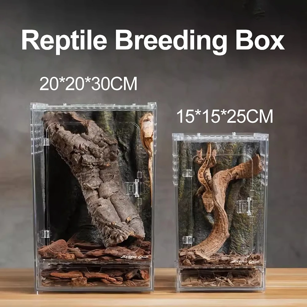 Acrylic Transparent Reptile Breeding Box Arboreal Terrarium for Insect Spider Lizard Scorpion Feeding Cage