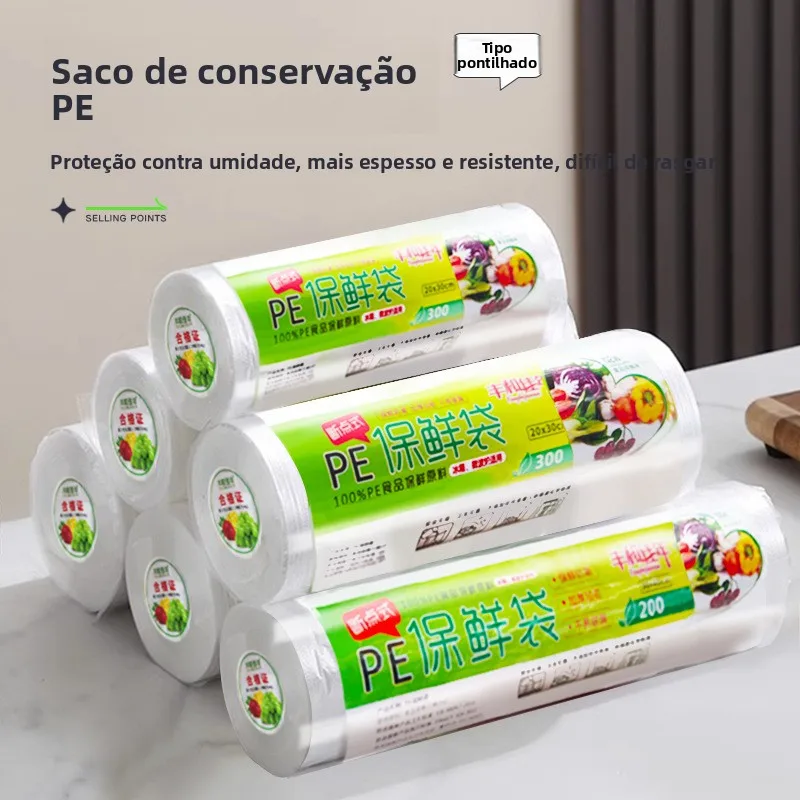 使い捨てフラットマウス厚手プラスチックバッグ、冷蔵庫保存用、電子レンジ対応、家庭用鮮度保持容器