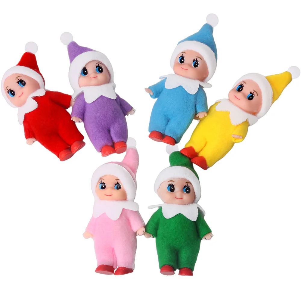 6Pc 9cm Cute Baby Elf Dolls Funny Prankster Christmas Elf Dolls Desktop Christmas Decoration Elf On The Shelf Doll Kids Toy Gift