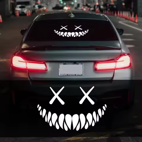 Funny Demon Car Stickers Cool Vinyl Window Decals Waterproof Smiling Face Auto Body Styling Rear Windshield