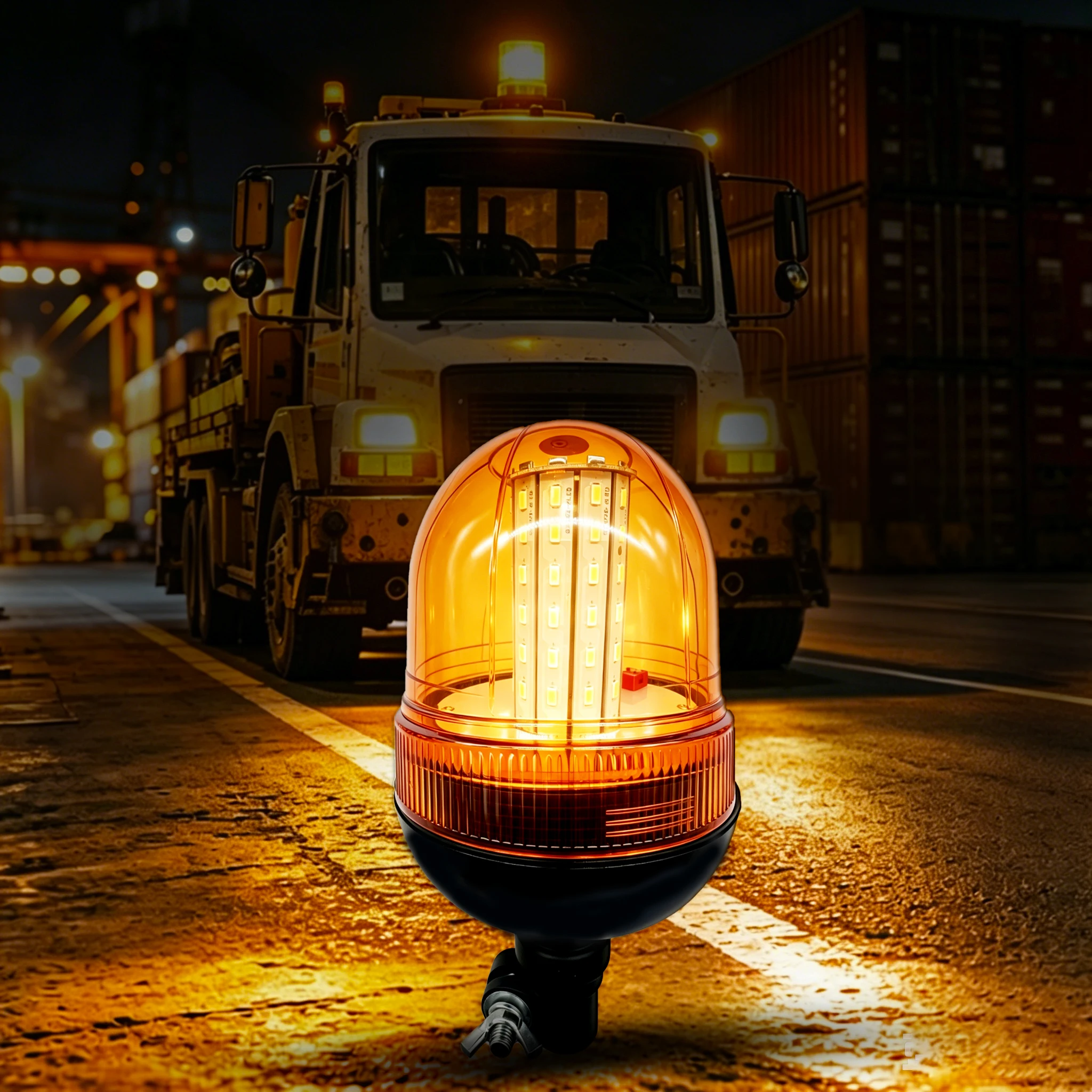 12V/24V Amber LED Strobe Beacon Warning Light Flexible Pin Mount Rotating Flashing Safety Lamp for Trucks Machinery