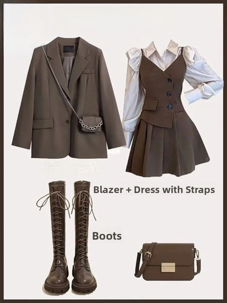 Faionable Ensemble t-shirt d'automne avec jupe trapèze taille haute Jaet et irt Dr sur mesure pour jeunes femmes professionnelles