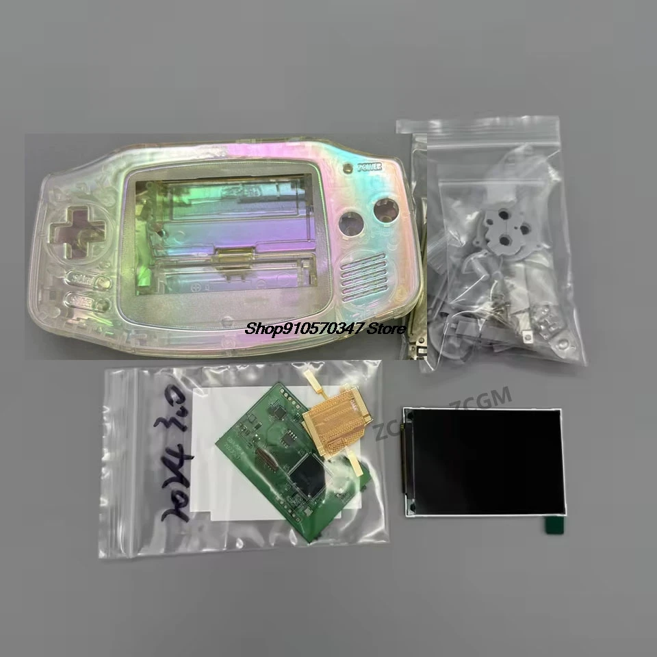 

New GBA IPS LCD no cut shell required easy to install 3.0 "IPS high brightness LCD and shell kit for Gameboy advance GBA