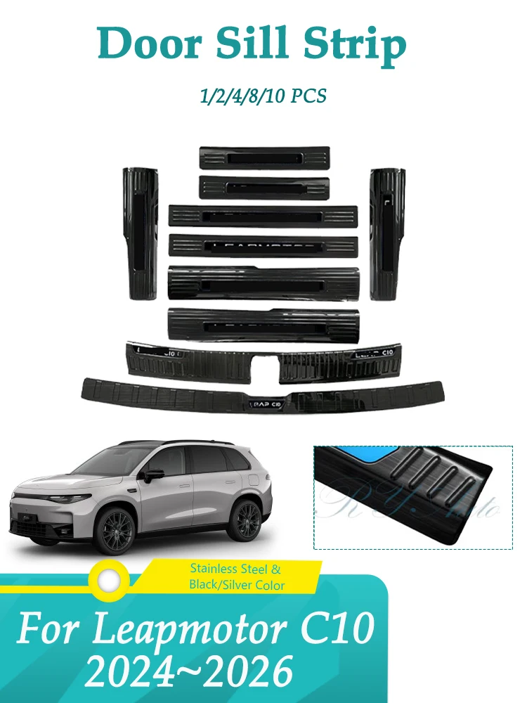 Auto Instaplijsten Strips Voor Leapmotor C10 2024 2025 2026 Rvs Drempel Decoratie Anti-Stampede Pasta Auto accessoires - afbeelding 2