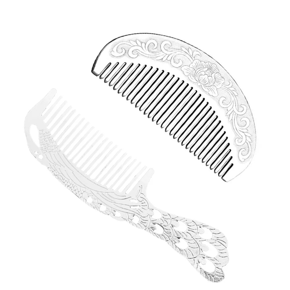 

2 шт., расческа с ионами серебра, гладкий прочный инструмент для укладки волос для всех типов волос, ажурный дизайн, домашняя парикмахерская расческа