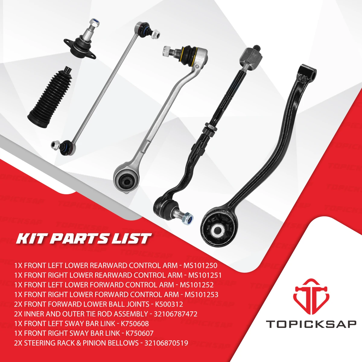 TOPICKSAP Front Forward & Rearward Lower Control Arm Ball Joint Suspension 12pcs Kit for BMW X3 X4 F25 2011 2012 - 2017 2018