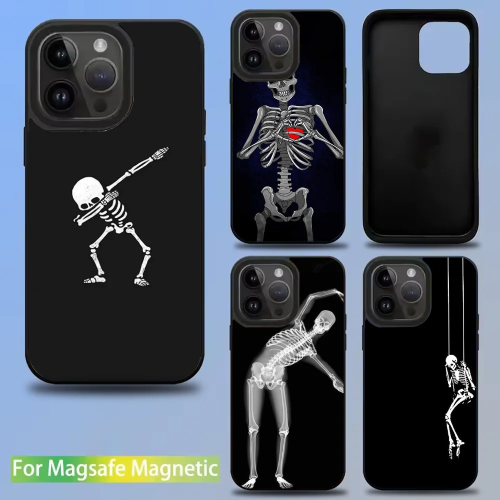 

X-RAY Radiological Skeleton Phone Case For IPhone 16 15 14 13 12 11 Pro Mini Max Soft Magnetic Cover