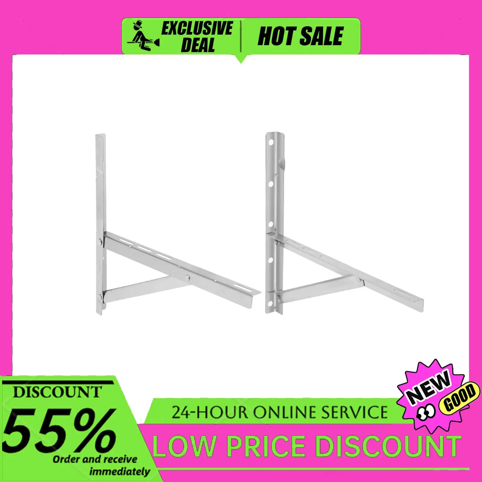 

Складной держатель нагрузки 440 фунтов, кронштейн переменного тока для наружного блока, настенное крепление из нержавеющей стали, антикоррозийный, толщина 1,6 мм