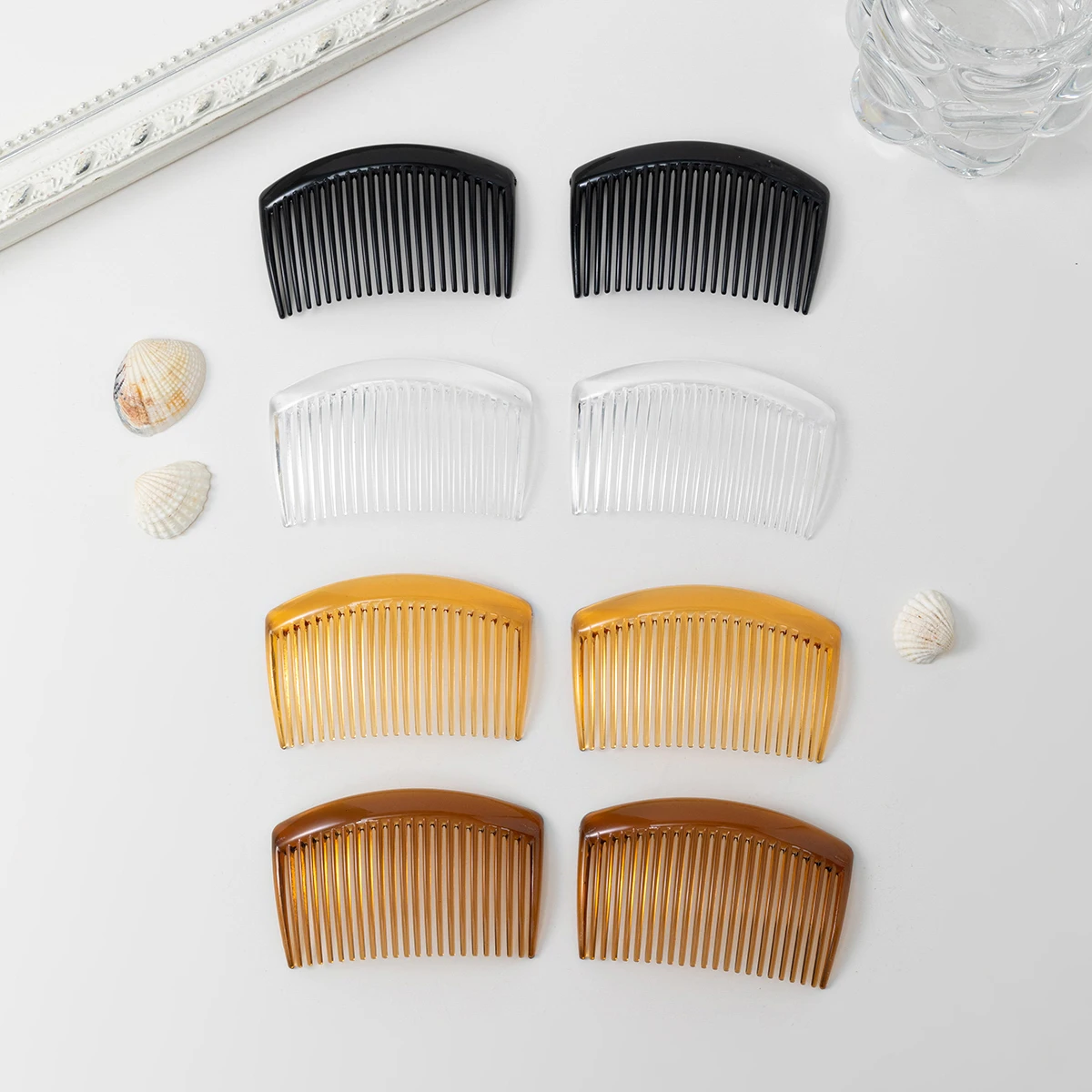 8PCS 23 Teeth Plastic Hair Side Comb Simple Hair Accessories Strong Hold Hair Comb For Women Girls 2 For Each Of 4 Colors