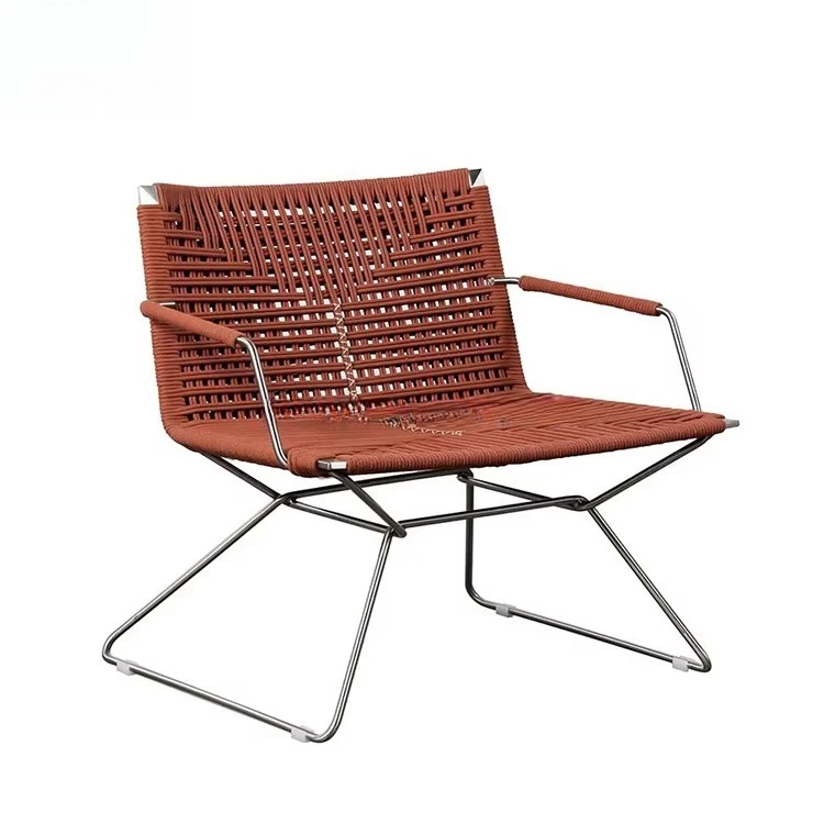 #Modern Patio Leisure Weave Rope Dining Chair Outdoor Garden Aluminum Frame Reclining Chair Furniture