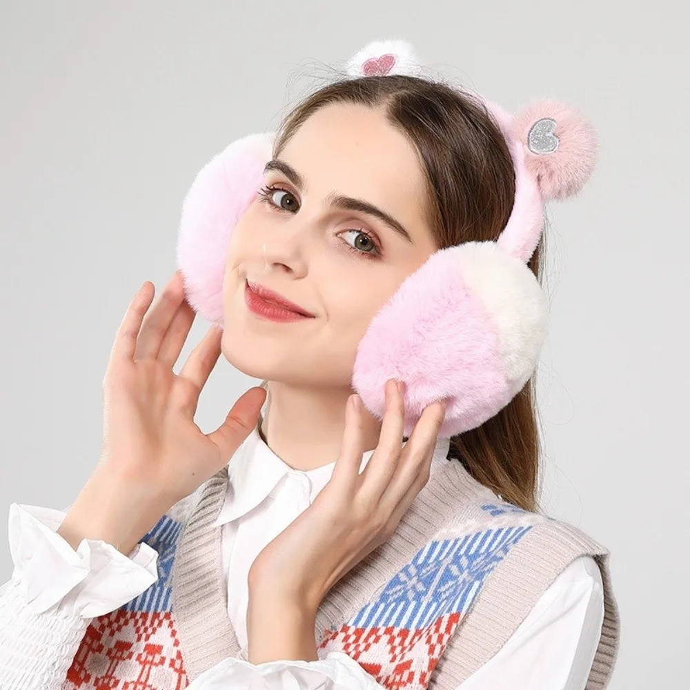 هدايا الحب القلب الشتاء غطاء للأذنين Coldproof طوي فو هوب عقال أدوات دافئة حماية آذان الدب رقيق غطاء للأذنين #3