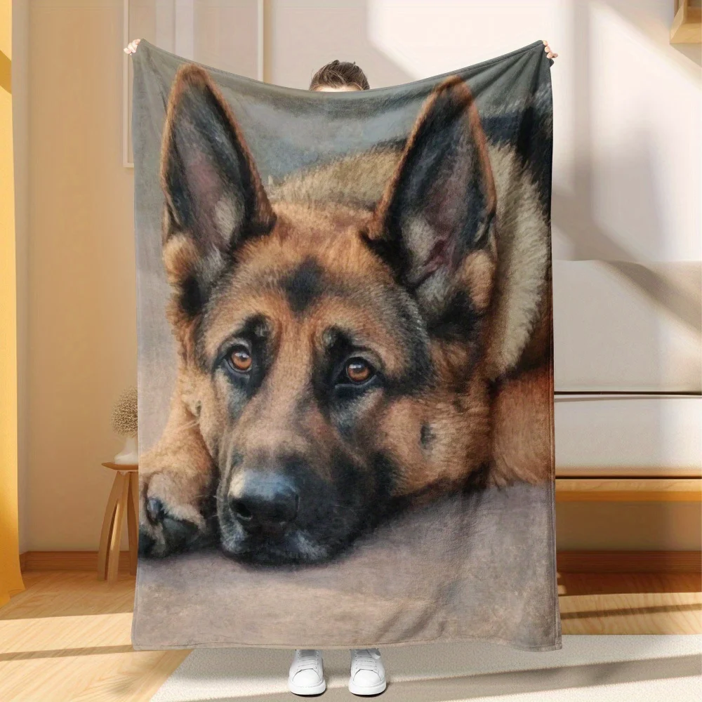 Large German Shepherd Dog Portrait Throw Blanket 150x200cm Cute Pet Lover Cozy Sofa Bed Throw