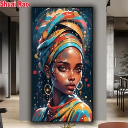 Colorato astratto donna africana pittura diamante nuovo 2024 pieno quadrato rotondo fai da te punto croce diamante pieno Mosiac decorazioni per la casa regalo