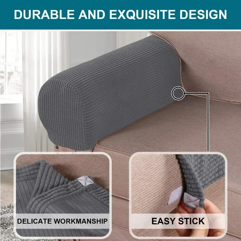 Stretch Sofa Armrest Covers Spandex Jacquard Arm Covers for Chairs and Sofas Anti-Slip Couch Covers Furniture Armrest Protector