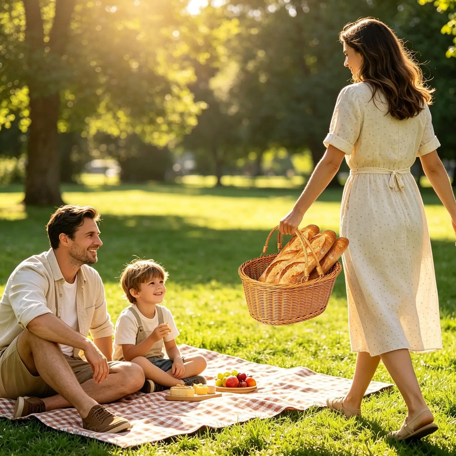 

Picnic Bread Basket Outdoor Harvesting Carrying Hamper Fruit Basket With Handle For Camping Picnic Shopping Garden Backyard Park
