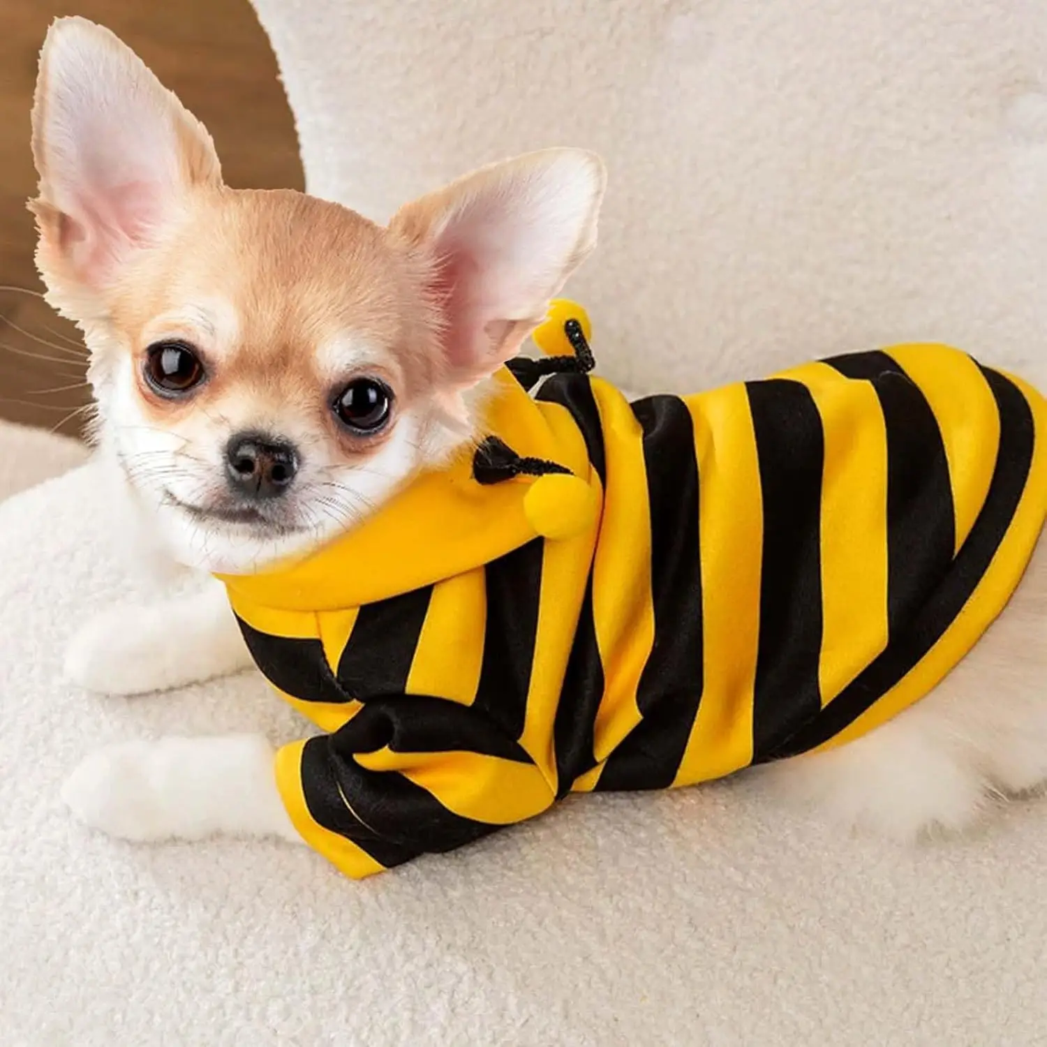 Funny Pet Cat Costume Hooded Stripe Cat Hoodies for Cats Kitten, Easter Halloween Bee Dress Up Party Outfit Cat Clothes