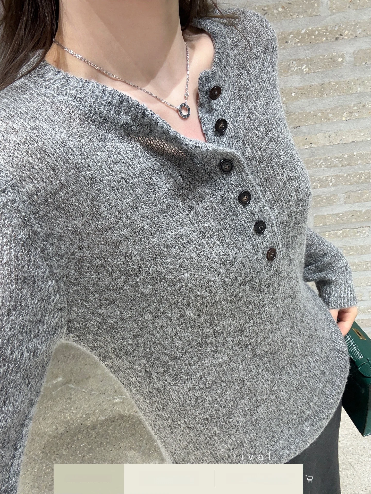 

Xzichic Women's Long Sve Knitted Sweater Henry Collar Lazy Feel Skin-friendly Winter Top Loose Sle Daily Wear Polyester