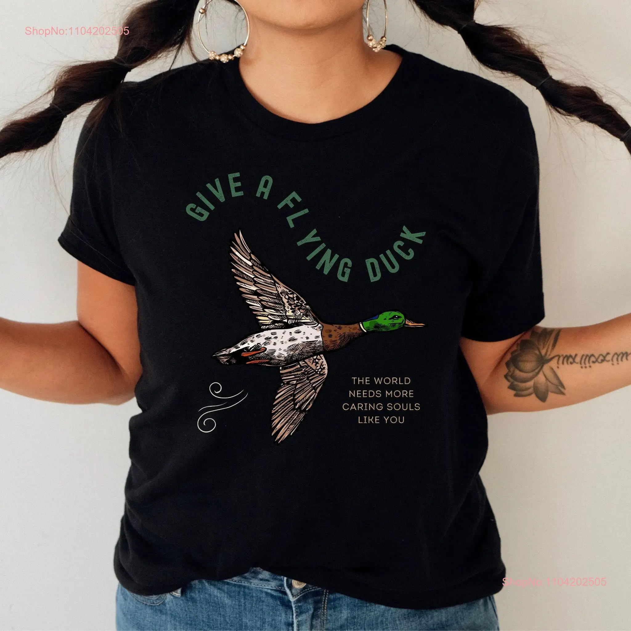 Duck T Shirt ORGANIC RECYCLED Funny Animal Clothing Kindness Quote Sustainable Clothes Eco Friendly Flying Meme Granola Girl