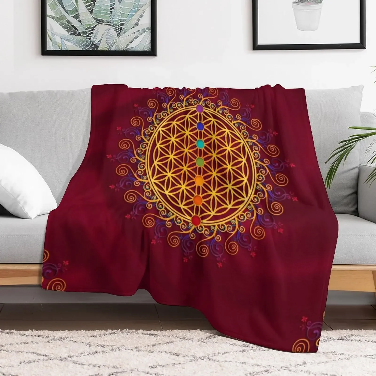 FLOWER OF LIFE, CHAKRAS, SPIRITUALITY, YOGA, ZEN, Throw Blanket warm winter Heavy Plush Blankets