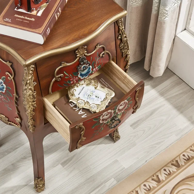 American Walnut Living Room Side Table Solid Wood Two Tier Flower Stand Bedroom Bedside Table Retro Painted Furniture