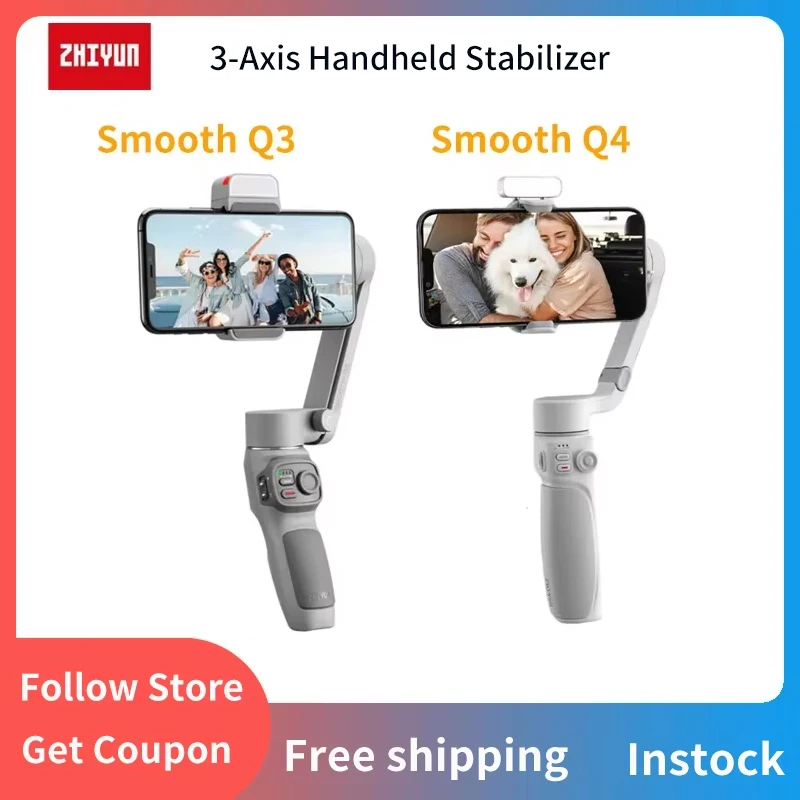 ZHIYUN SMOOTH Q3 Q4 Gimbal Smartphones 3-Axis Handheld Stabilizer Gesture Control For iPhone/Xiaomi/Huawei Android