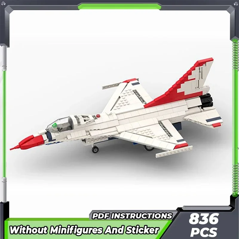 Moc Mattoni da costruzione Modello militare F-16 Thunder Birds Fighter Tecnologia Blocco modulare Regali Giocattoli per bambini Set fai da te Assemblaggio