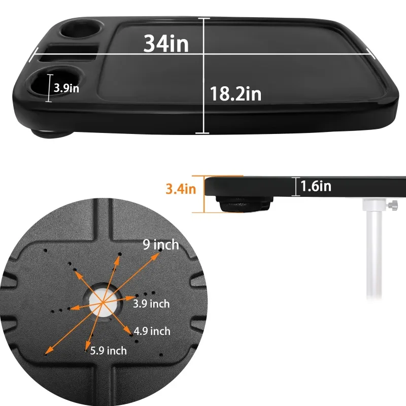 34*18.2*1.6inch ABS Material And Boat Table With Built-In Cup Holders Rectangular Anti-Aging RV Boat Desk Interior Table Set