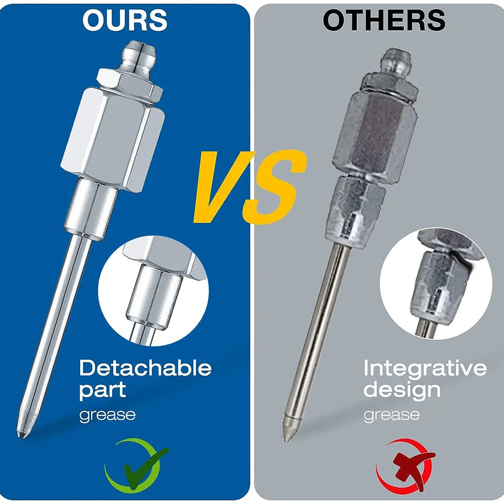 Grease Narrow Needle Nozzle Adapter with Hardened Steel Tips, Needle Nose Grease Dispenser with 1/8 Inch NPT Threads