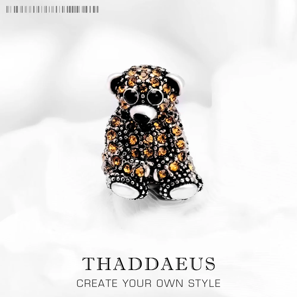 

Бусины, коричневый мишка тедди, искусственное серебро, очаровательные европейские ювелирные изделия, милый подарок для женщин и мужчин