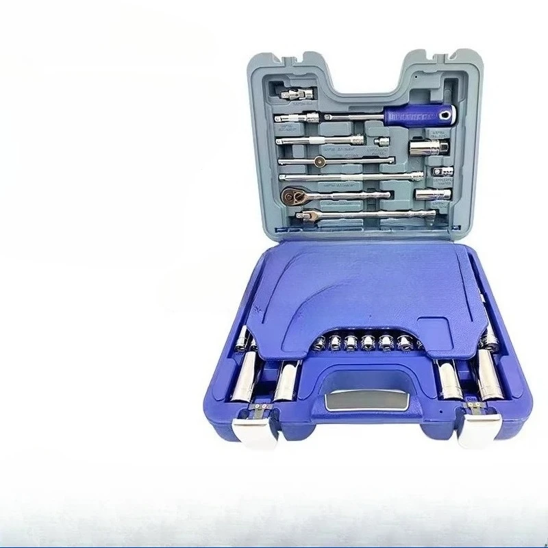 Blue Dot Tool 77 Piece Metric Socket Set 3/8 Inch Chrome Vanadium Steel Auto Repair Tool Set