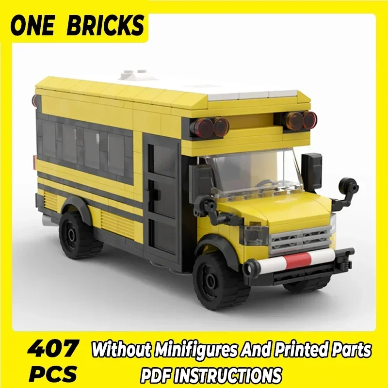 City Vehicle Model Moc Building Bricks America Short School Bus Technology Modular Blocks Gifts Christmas Toys DIY Sets Assembly