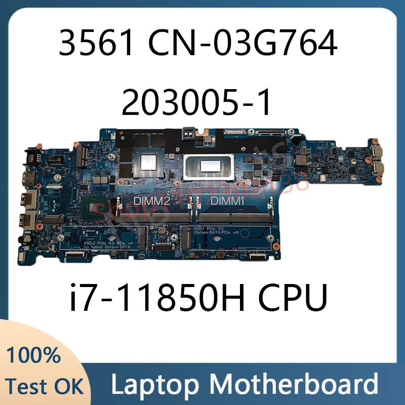 

203005-1 Precision 3561 Mainboard For Dell Latitude 5521 Laptop Motherboard CPU:I7-11850H SRKT4 GPU:N18S-G5-B-KB-A1 MX450 2G
