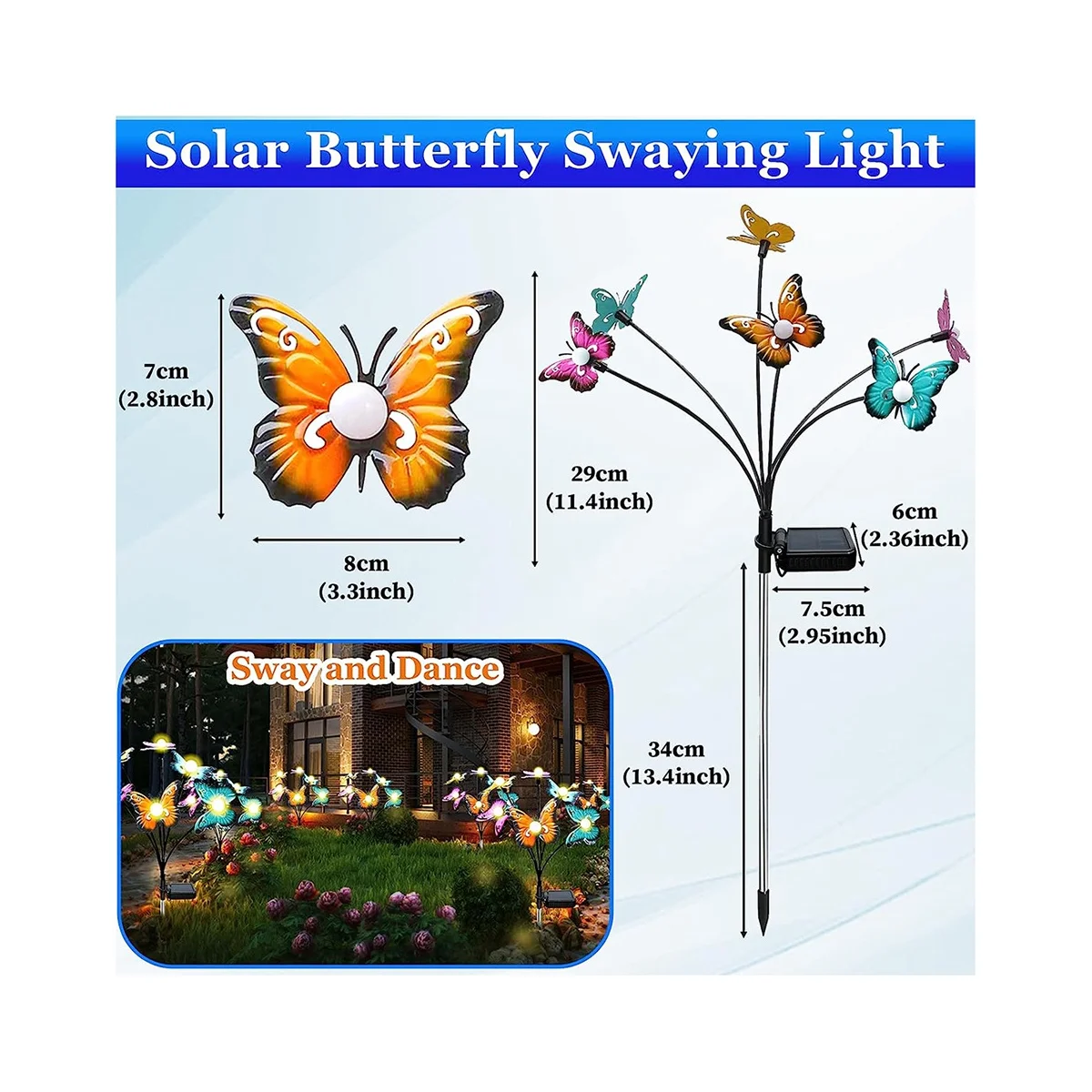 4PCS Solar Garden Lights Solar Swaying Light, 6LED Sway By Wind, Outdoor Lights for Yard Patio Decoration Warm White