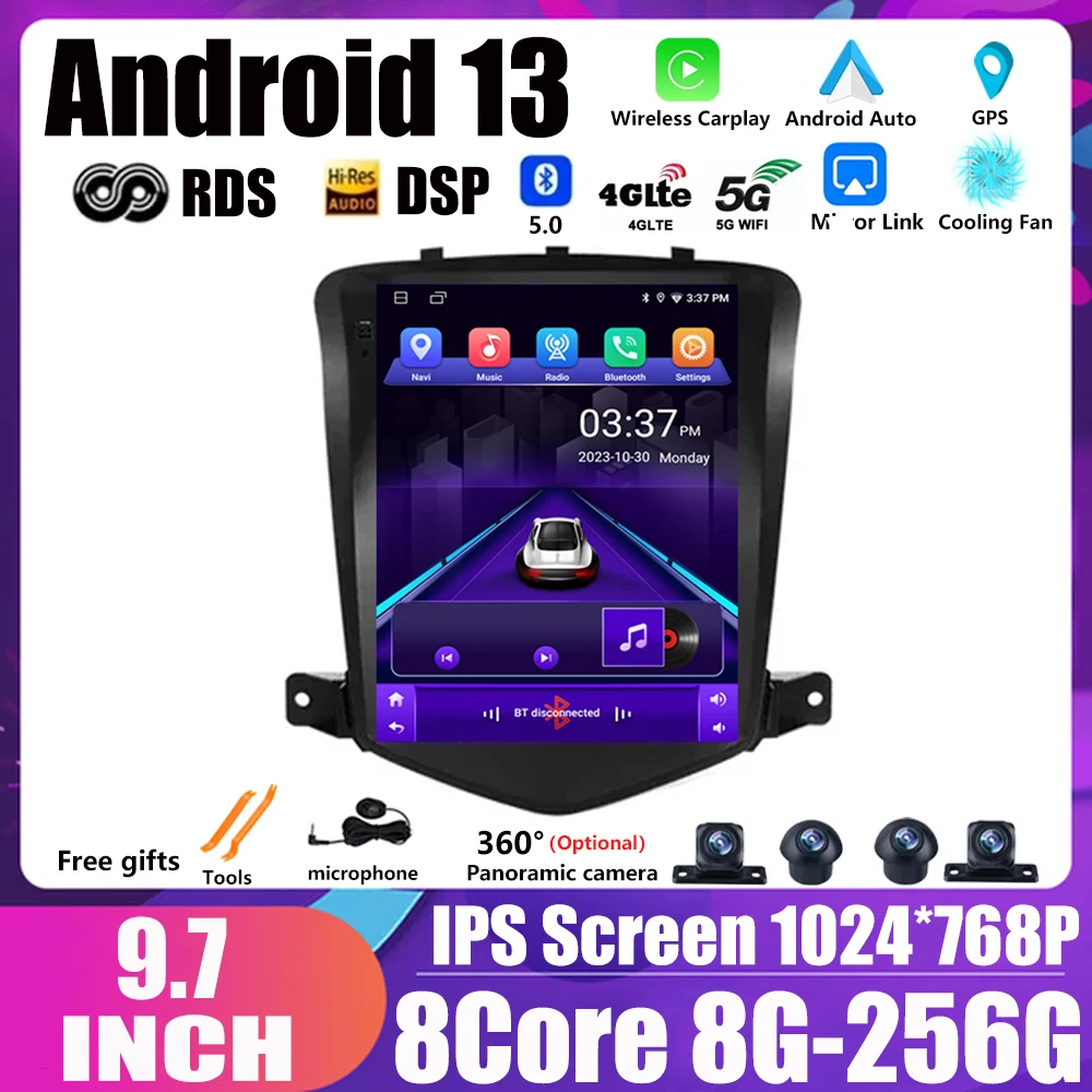 9.7“ Android 13 For Chevrolet Cruze 2008 - 2019 screen Car Radio Multimedia Player Navigation GPS No 2din