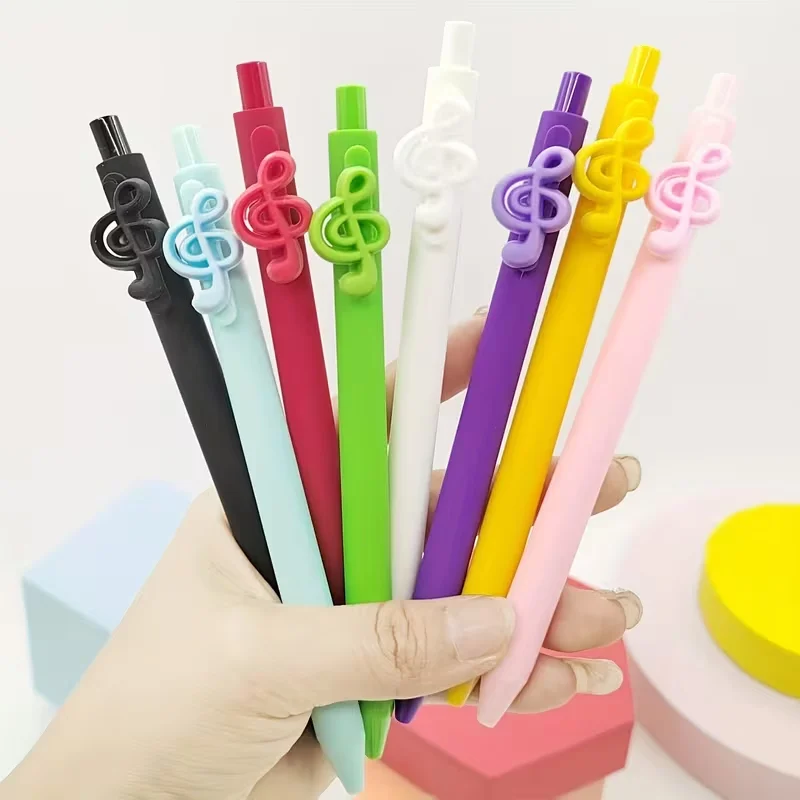 6/12pcs Music Symbol Series Stretchable Ballpoint Pen, Pressing Ballpoint Pen, Perfect Gift for Friends, Music Theme